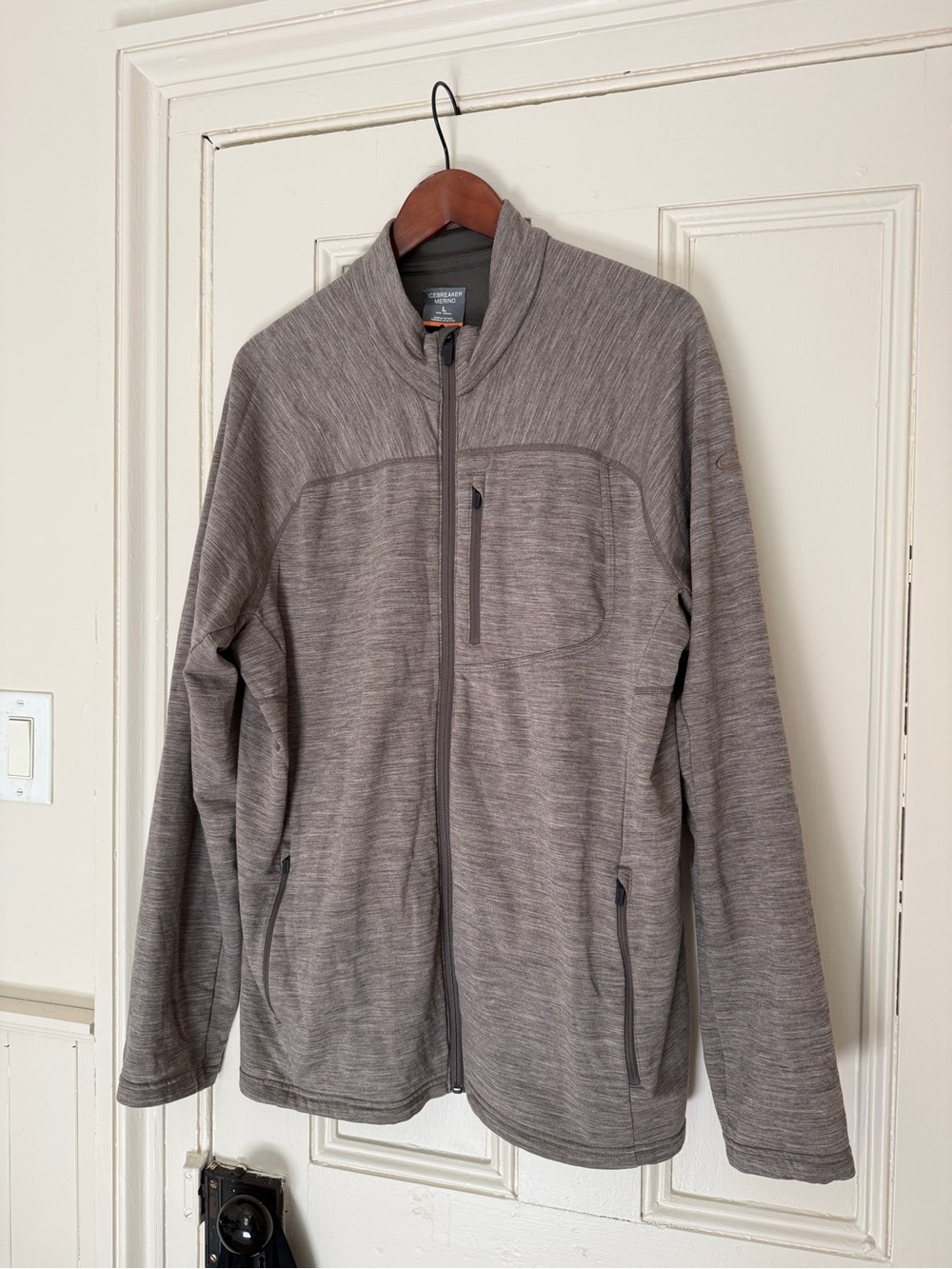 Icebreaker Men’s Mt. Elliot Merino Zip-Up Jacket In Light Brown. Sz Lg. BEAUTY!